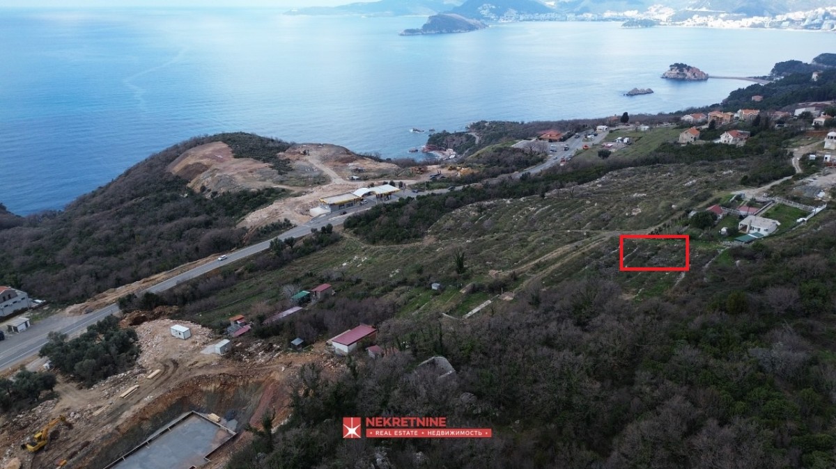 Urbanizovan plac za gradnju vile sa pogledom na more, Blizikuće, Budva